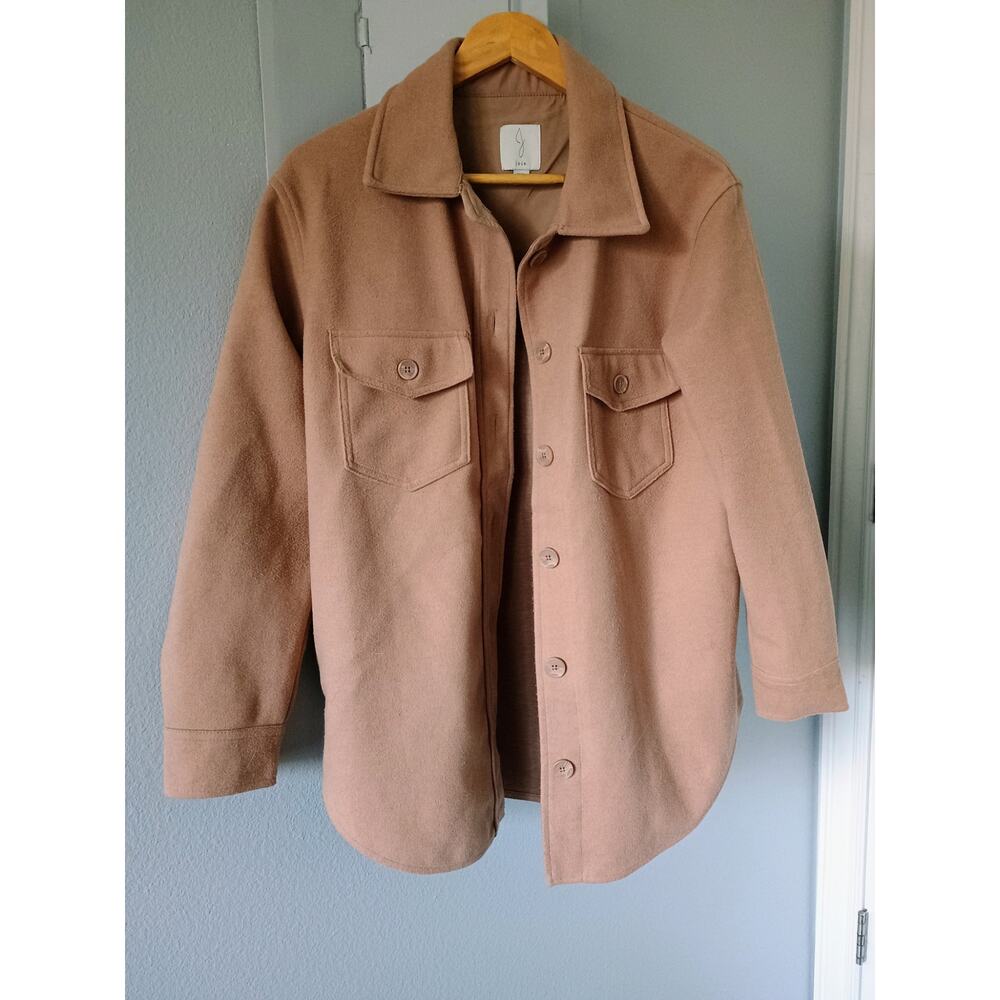 Joie Oversized Shacket Jacket Camel Brown ButtonUp choreCoat neutral minimalist